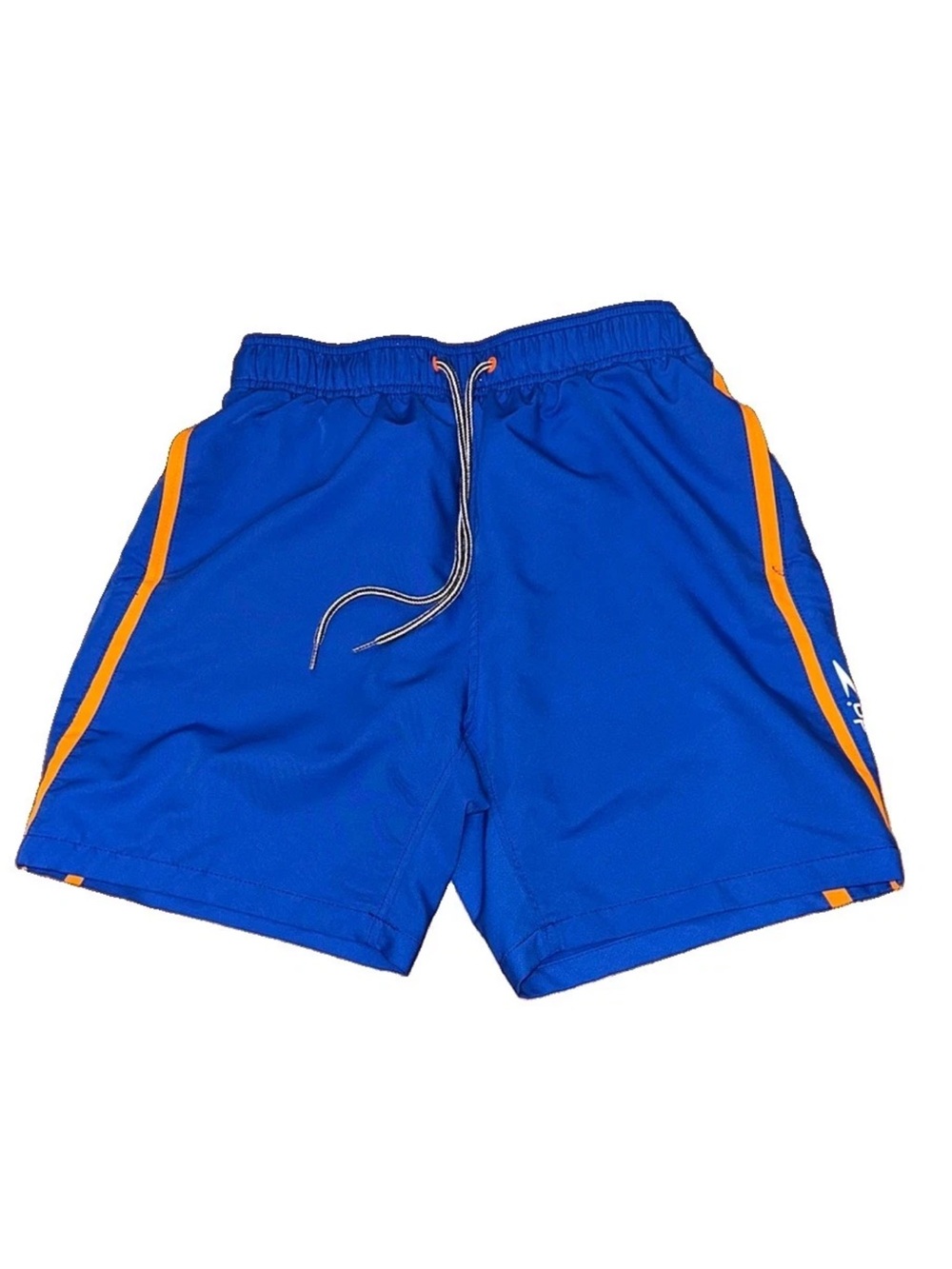 Speedo Men's Swim Trunks Blue/Orange M Elastic Waist Drawstring Pockets Mesh